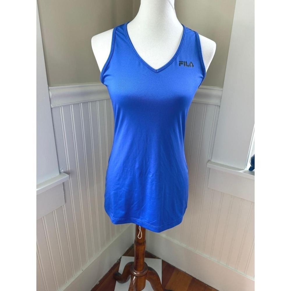 Fila Sport Performance Racerback Tank Top V-Neck Logo Royal Blue Medium M